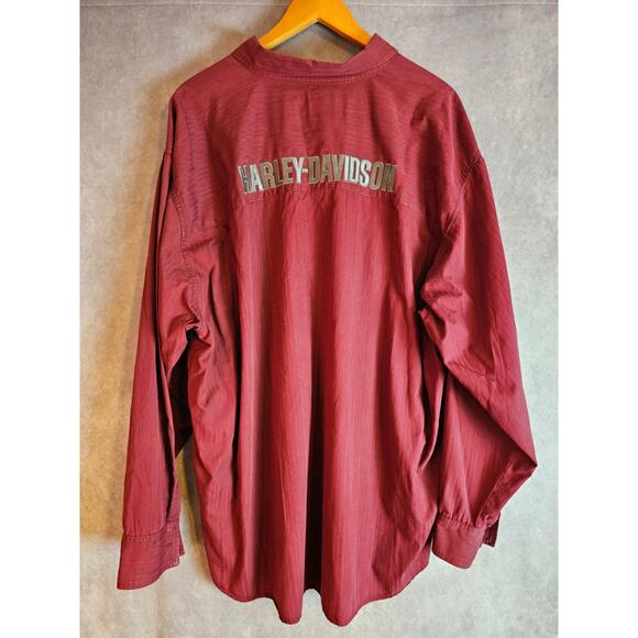 Harley-Davidson Men's L/S Embroidered Button Up Shirt. Wine. Size 2XL - Picture 3 of 6